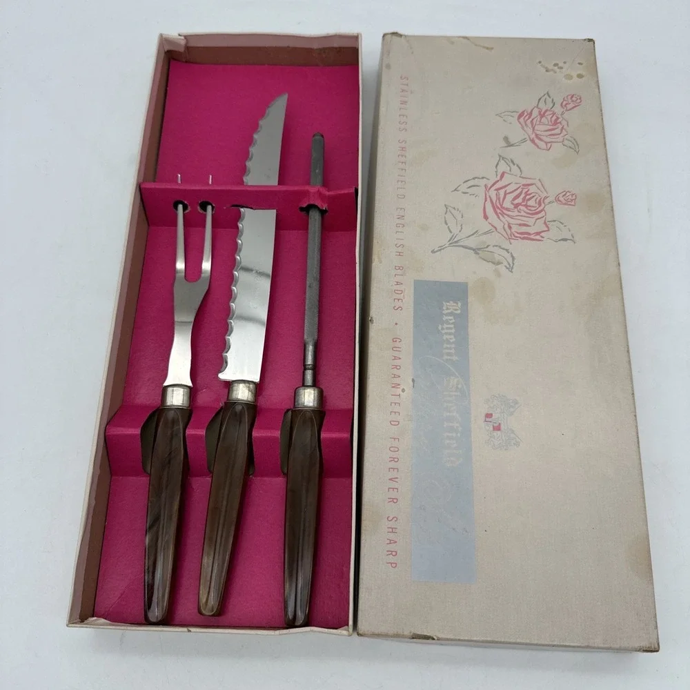 VGT‎ Regent Sheffield Cutlery Set Guaranteed Forever Sharp Stainless Steel NOS